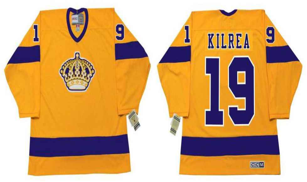 2019 Men Los Angeles Kings #19 Kilrea Yellow CCM NHL jerseys->los angeles kings->NHL Jersey